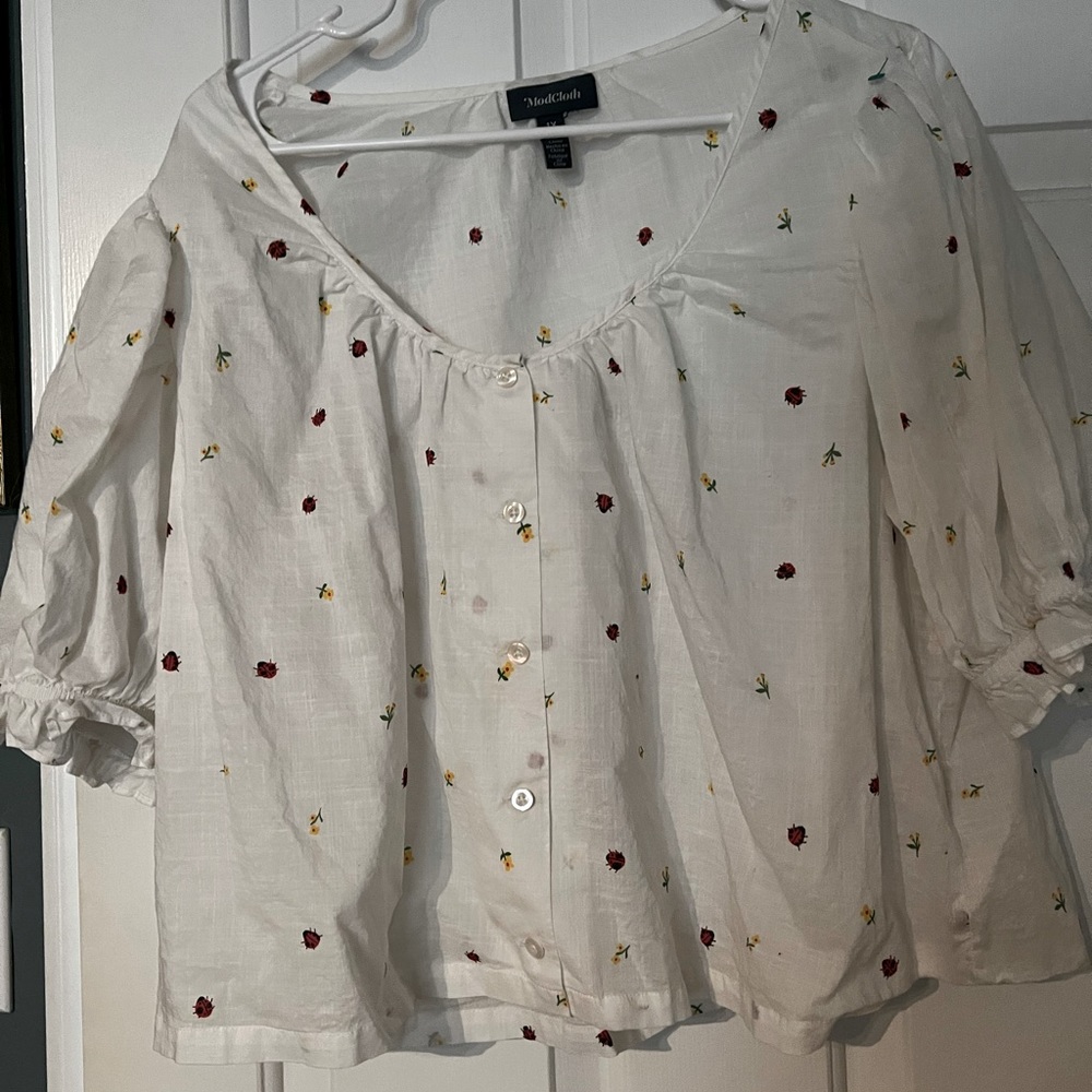 ModCloth Crop Button Up with Ladybugs!